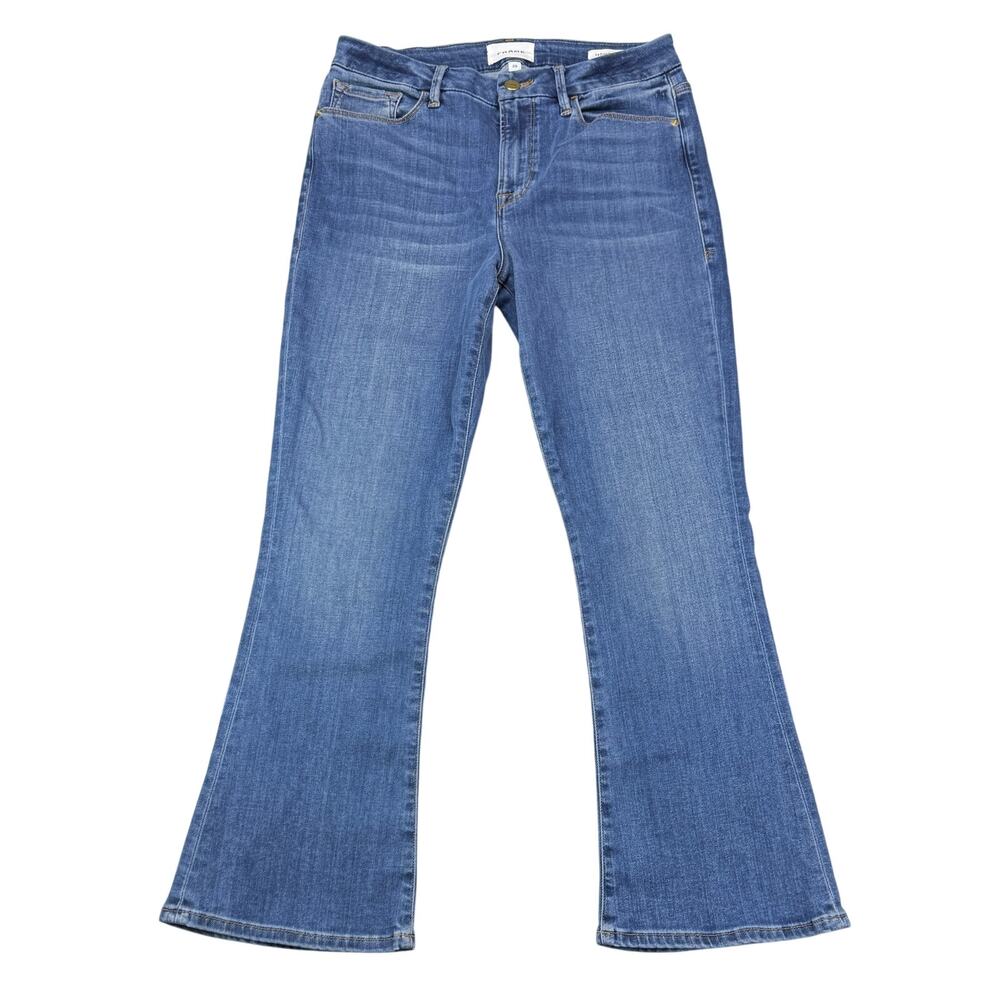 FRAME Denim Le Crop Mini Boot Size 29 Poe Blue - Picture 2 of 6
